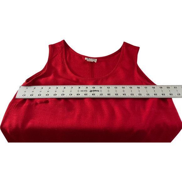 K Woman's 2-Piece 20W Red Dress Set Vintage Sheer Overlay Blouse Made in USA - Picture 13 of 16